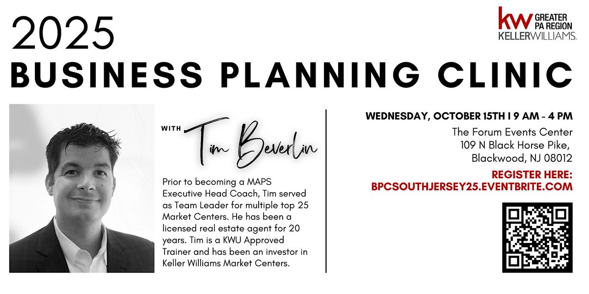 Business Planning Clinic with Tim Beverlin - South Jersey, 15 October | Event in King of Prussia | AllEvents
