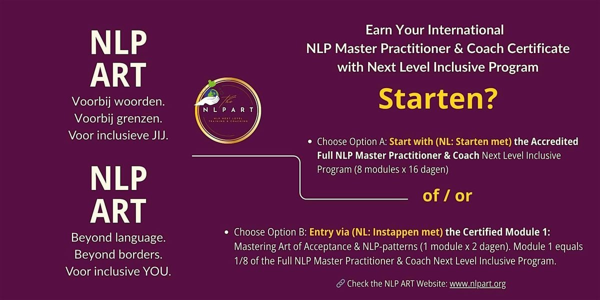 Certification Master Module 1: Mastering Art of Acceptance & NLP-patterns, 4 December | Event in Bunnik