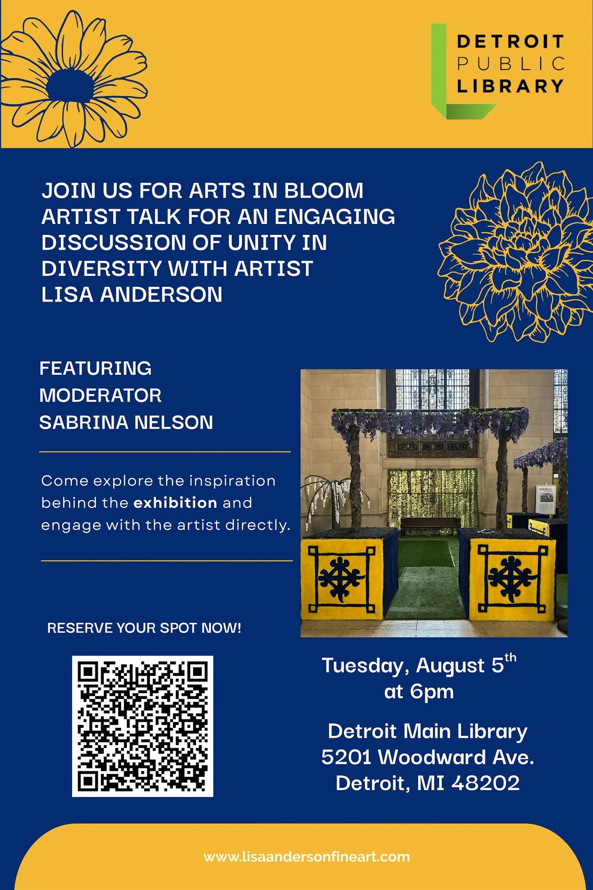 Arts in Bloom Artist Talk with Lisa Anderson, 5 August | Event in Detroit | AllEvents