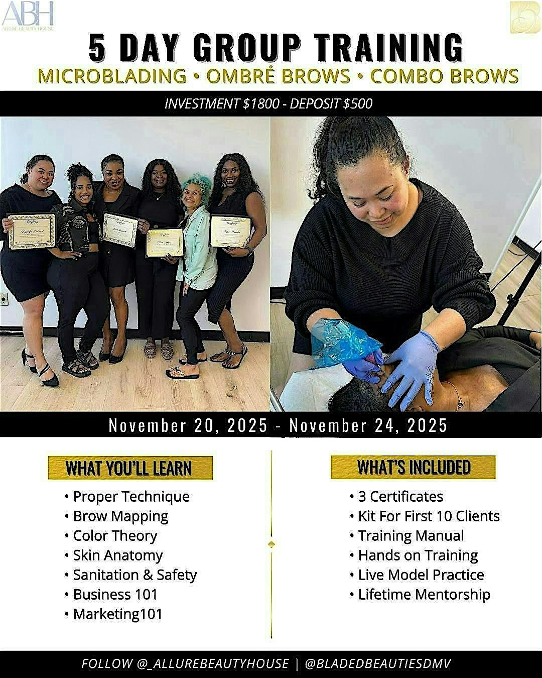 5 Day Group Training - Microblading, Ombre Brows, & Combo Brows, 20 November | Event in College Park | AllEvents