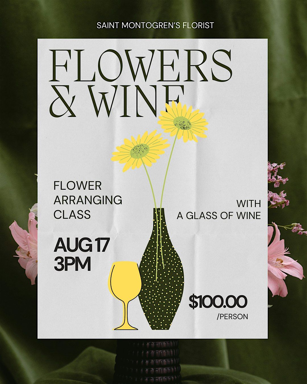 Flowers & Wine: A Floral Class with a Glass, 17 August | Event in Buda | AllEvents