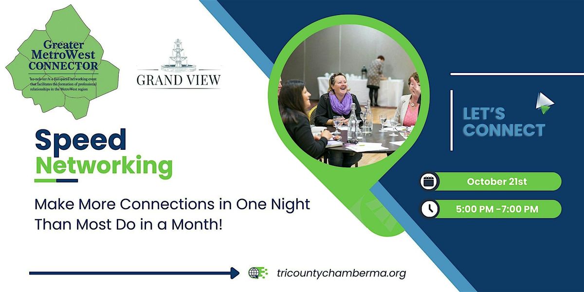 Greater MetroWest CONNECTOR - Speed Networking, 21 October | Event in Mendon | AllEvents