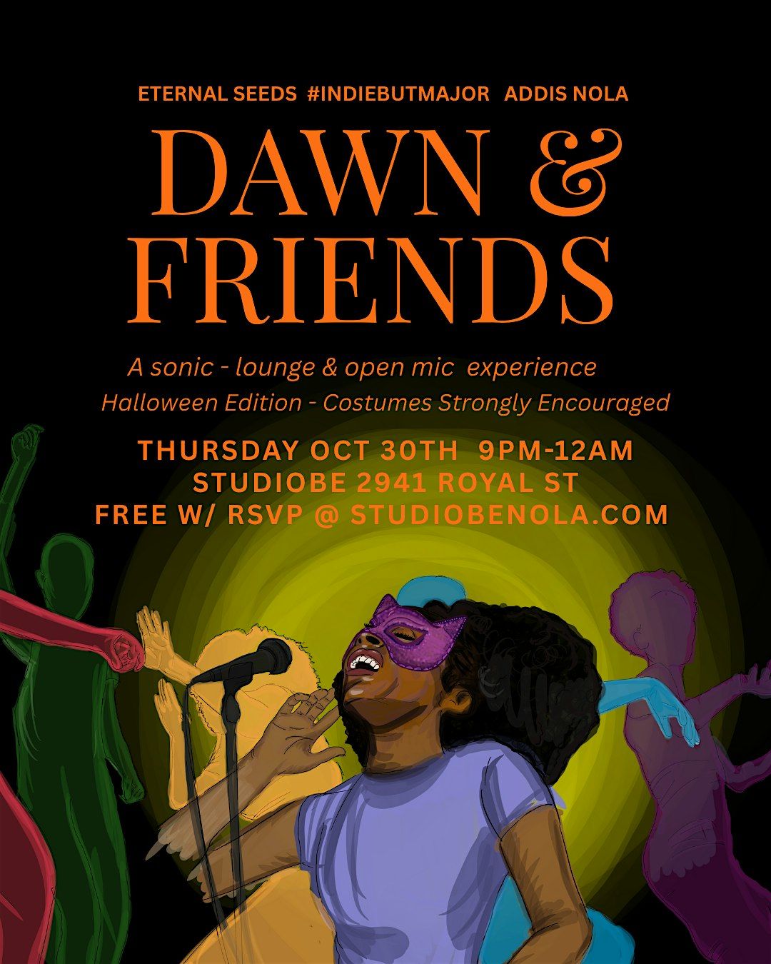Dawn & Friends: A Sonic Lounge and Open Mic Experience Halloween Edition, 30 October | Event in New Orleans