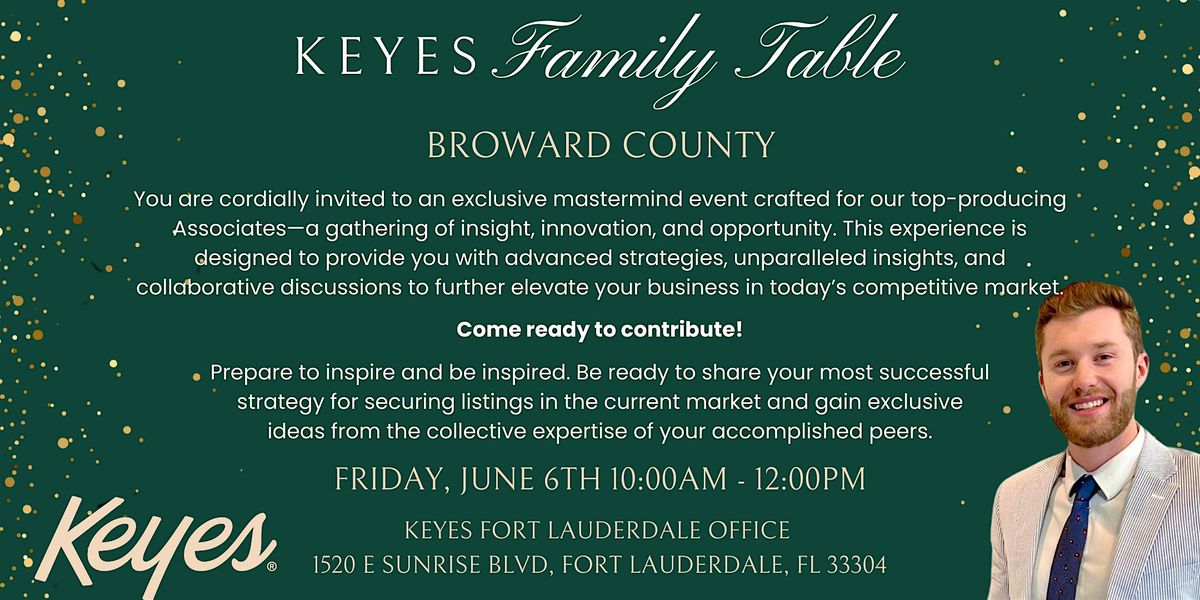 Keyes Quarter 2 Broward Family Table Program!, 6 June | Event in Fort Lauderdale | AllEvents