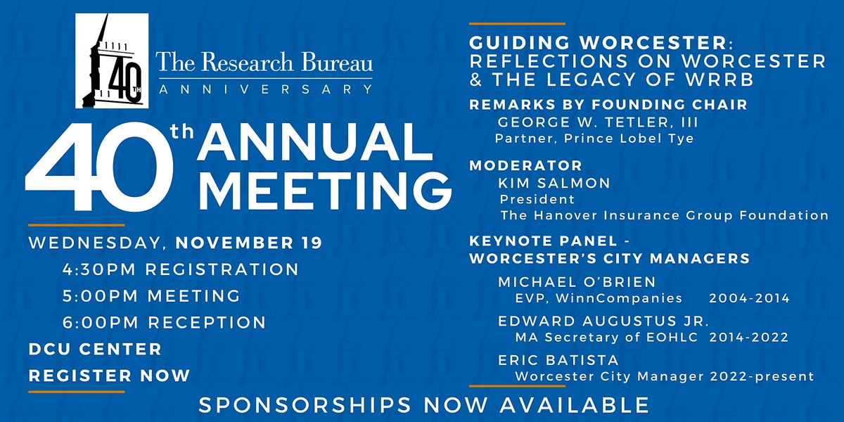 WRRB's 40th Annual Meeting, 19 November | Event in Worcester | AllEvents