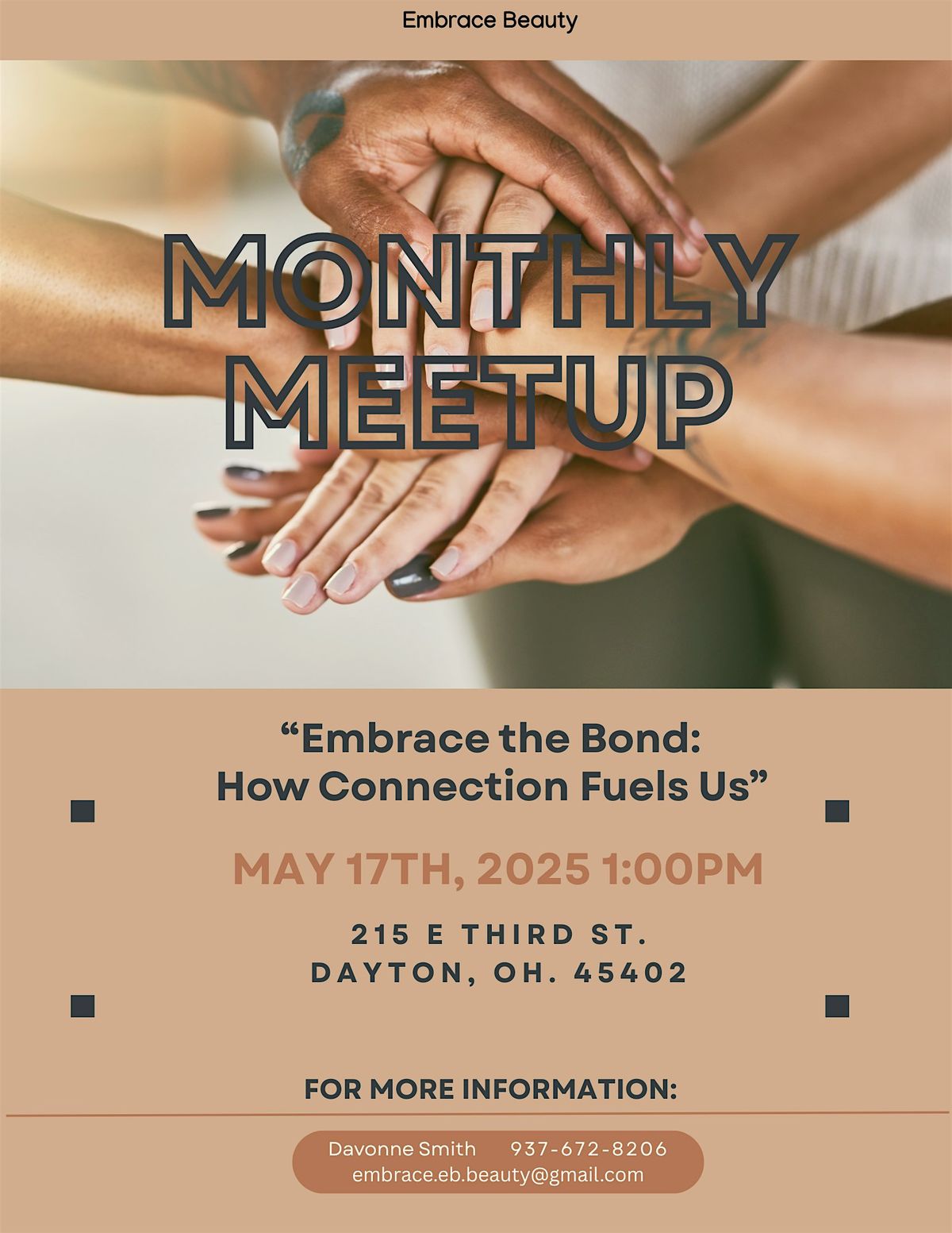 Embrace Beauty Monthly Meetup, 17 May | Event in Dayton | AllEvents
