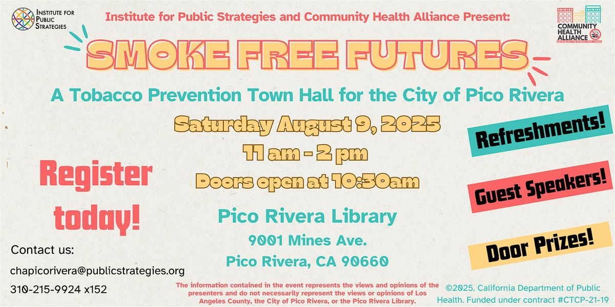 Smoke-Free Futures, 9 August | Event in Pico Rivera | AllEvents