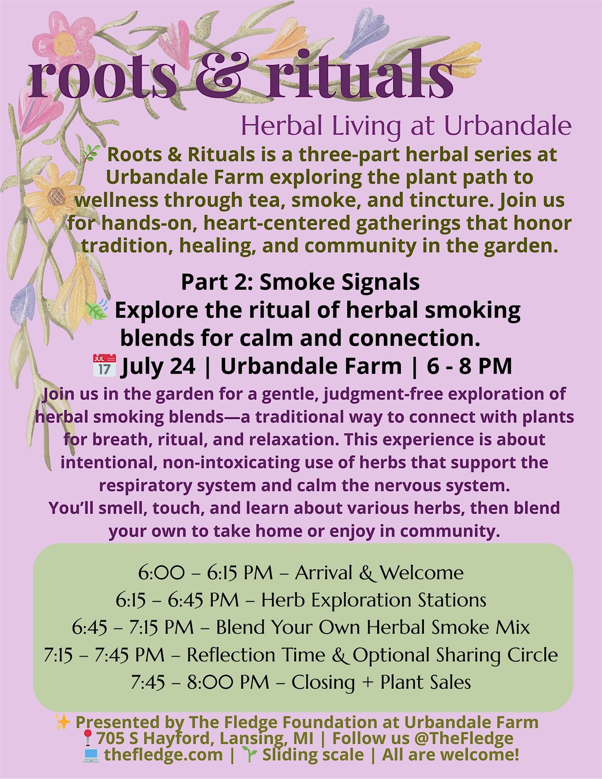 Roots & Rituals: Smoke Signals at Urbandale, 24 July | Event in Lansing | AllEvents