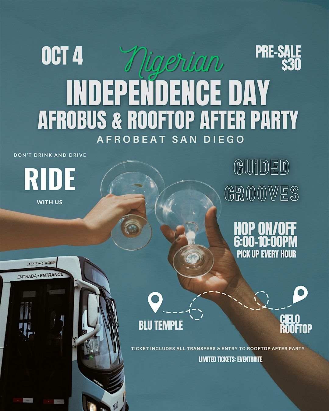 AFROBUS & Rooftop Afro-Party: Guided Grooves, 4 October | Event in San Diego | AllEvents