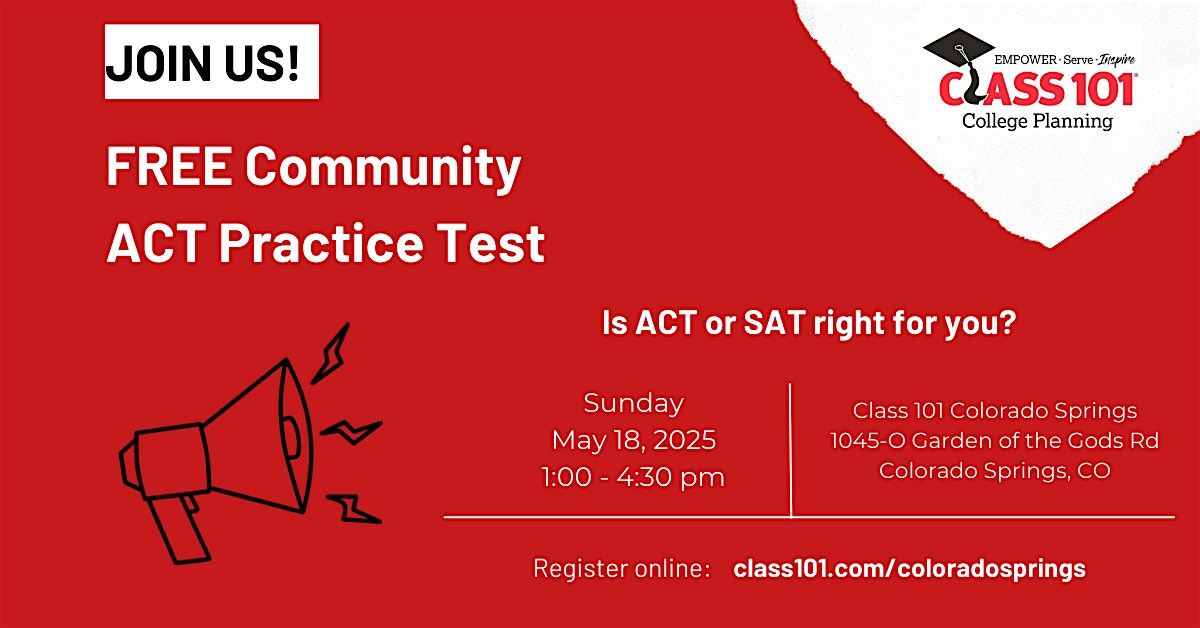 FREE Community ACT Practice Test, 18 May | Event in Colorado Springs | AllEvents