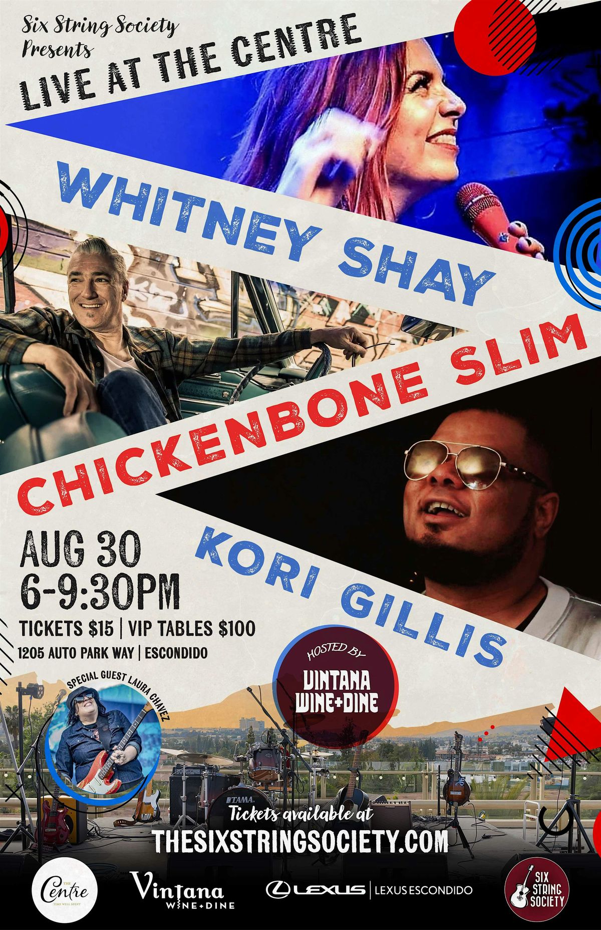 Live at the Centre with Whitney Shay, Chickenbone Slim, & Kori Gillis duo!, 30 August | Event in Escondido