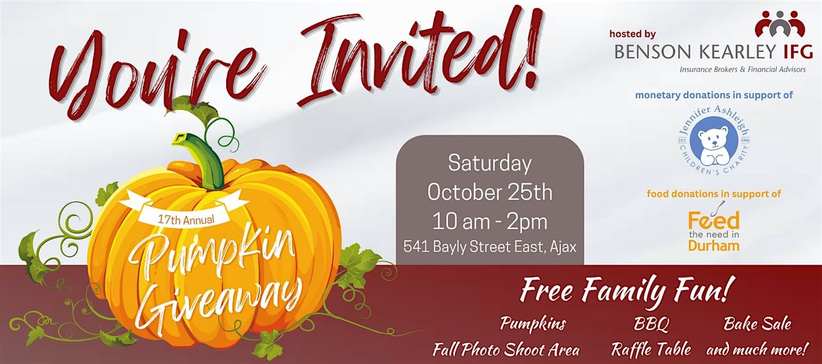 17th Annual Pumpkin Giveaway, 25 October | Event in Ajax | AllEvents