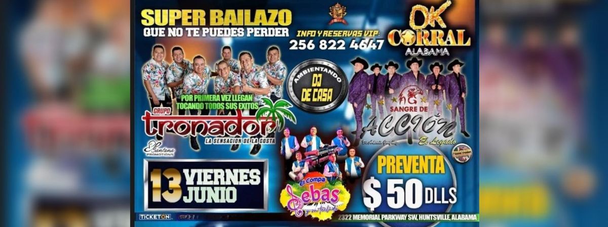 GRUPO TRONADOR, SANGRE DE ACCION & MAS, 13 June | Event in Huntsville | AllEvents
