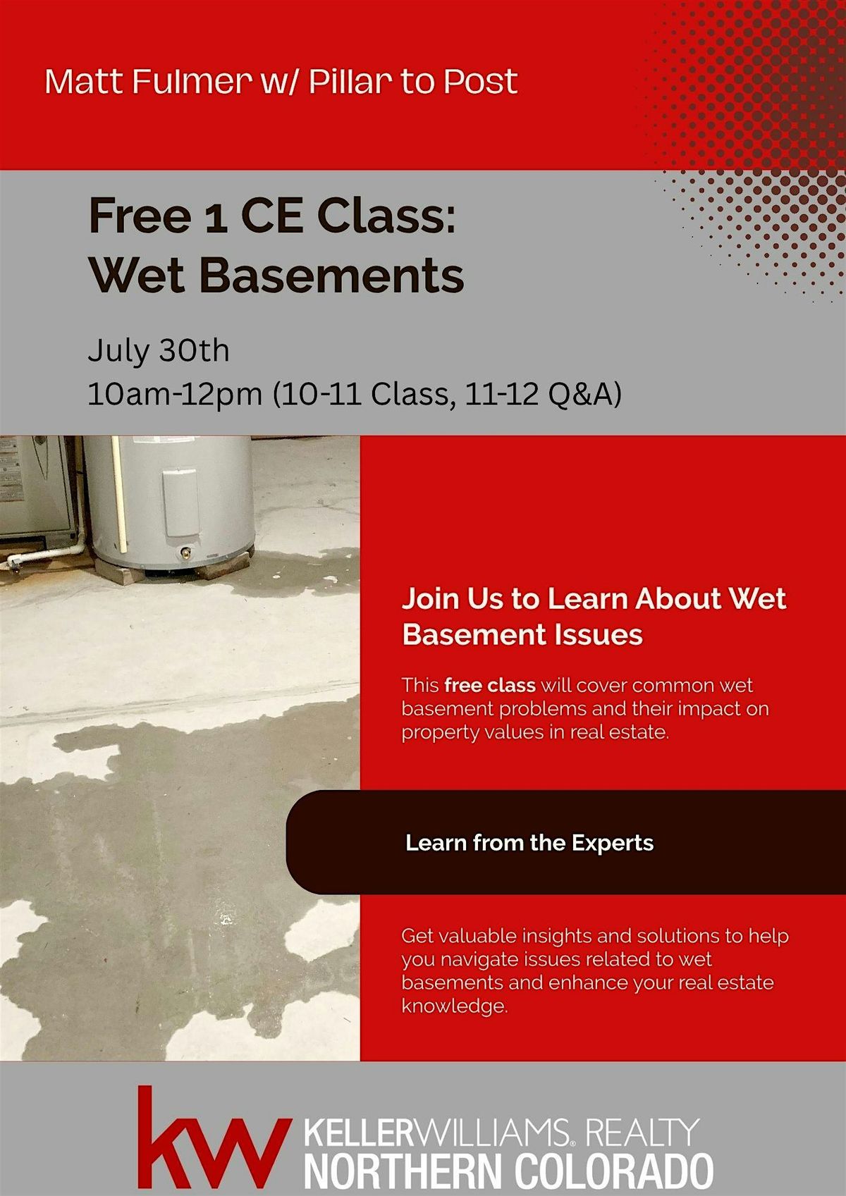 FREE CE Class -- Wet Basements w/ Matt Fulmer, 30 July | Event in Fort Collins | AllEvents