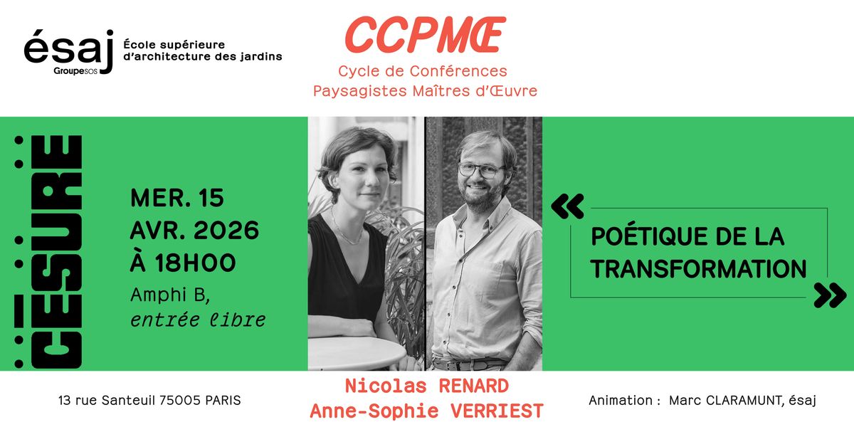Conférence Paysagistes MO : Anne-Sophie VERRIEST & Nicolas RENARD, 15 April | Event in Paris | AllEvents