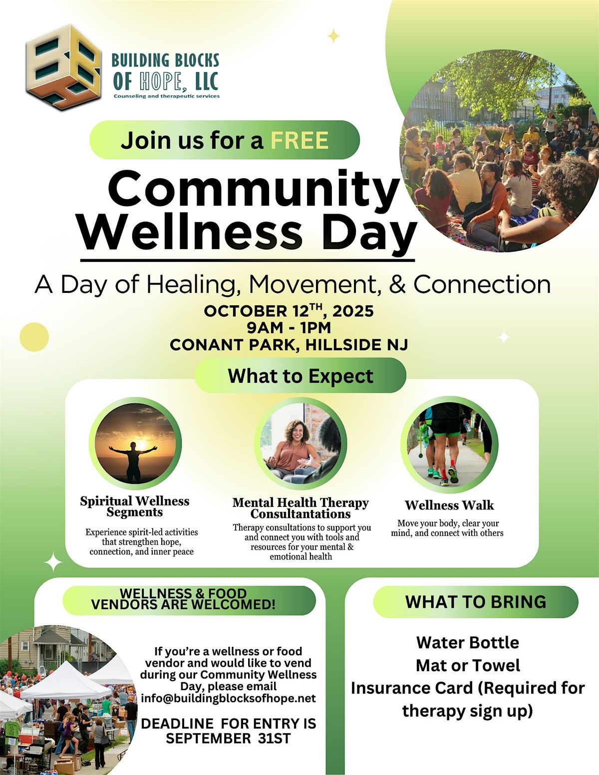 Community Wellness Day: A Day of Healing, Movement, & Connection, 12 October | Event in Hillside | AllEvents