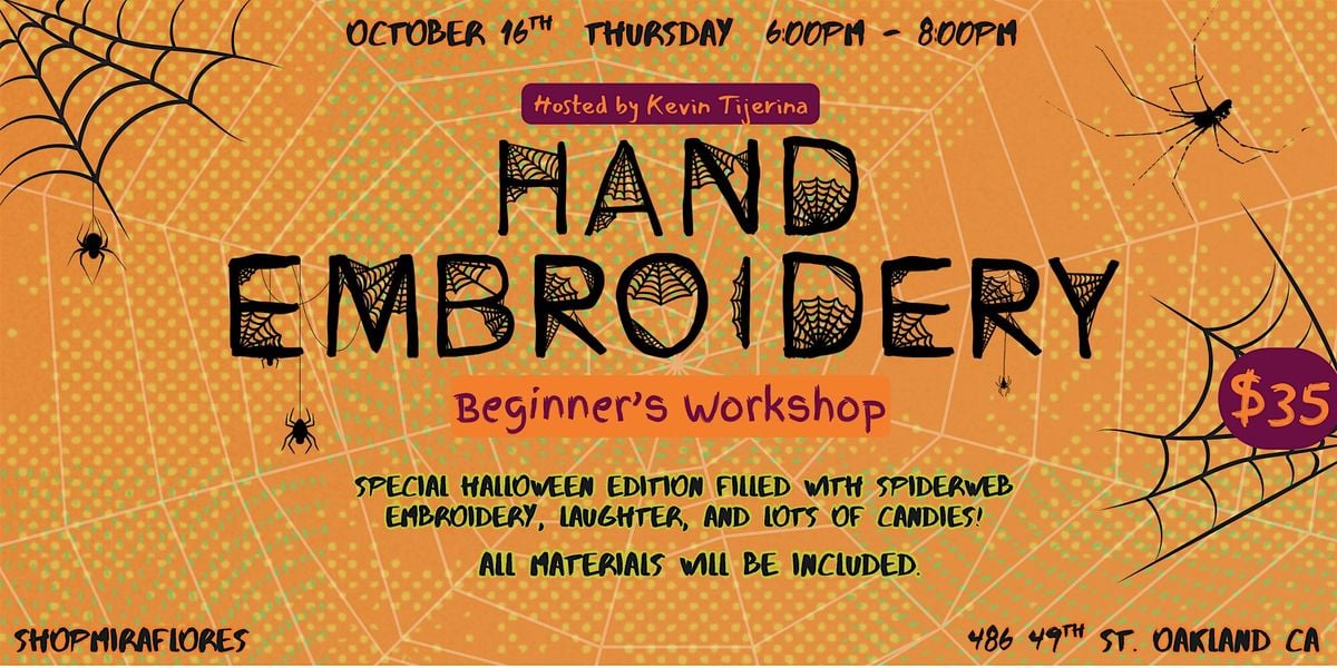 Beginner Hand Embroidery Workshop with Kevin, 16 October | Event in Oakland | AllEvents