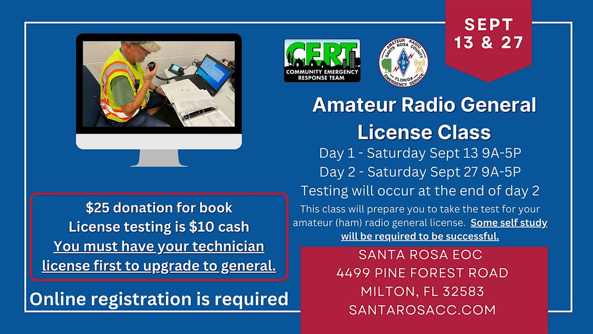 Amateur (Ham) General Upgrade Radio Class, 13 September | Event in Milton | AllEvents