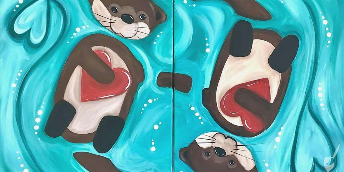 Otter Couple Floating Love - Paint and Sip by Classpop!™, 18 July | Event in Pasadena | AllEvents