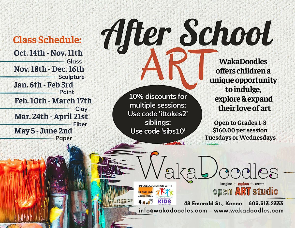 WakaDoodles Afterschool Art - TUESDAYS, 6 January | Event in Keene | AllEvents