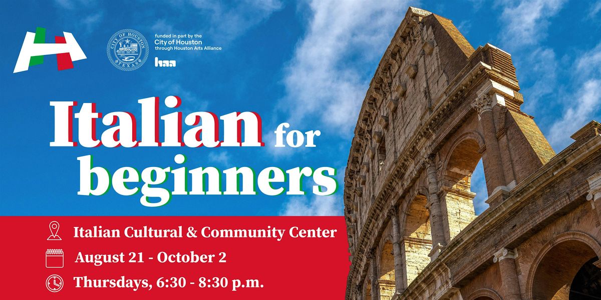 Italian for Beginners - A1S1, 21 August | Event in Houston | AllEvents