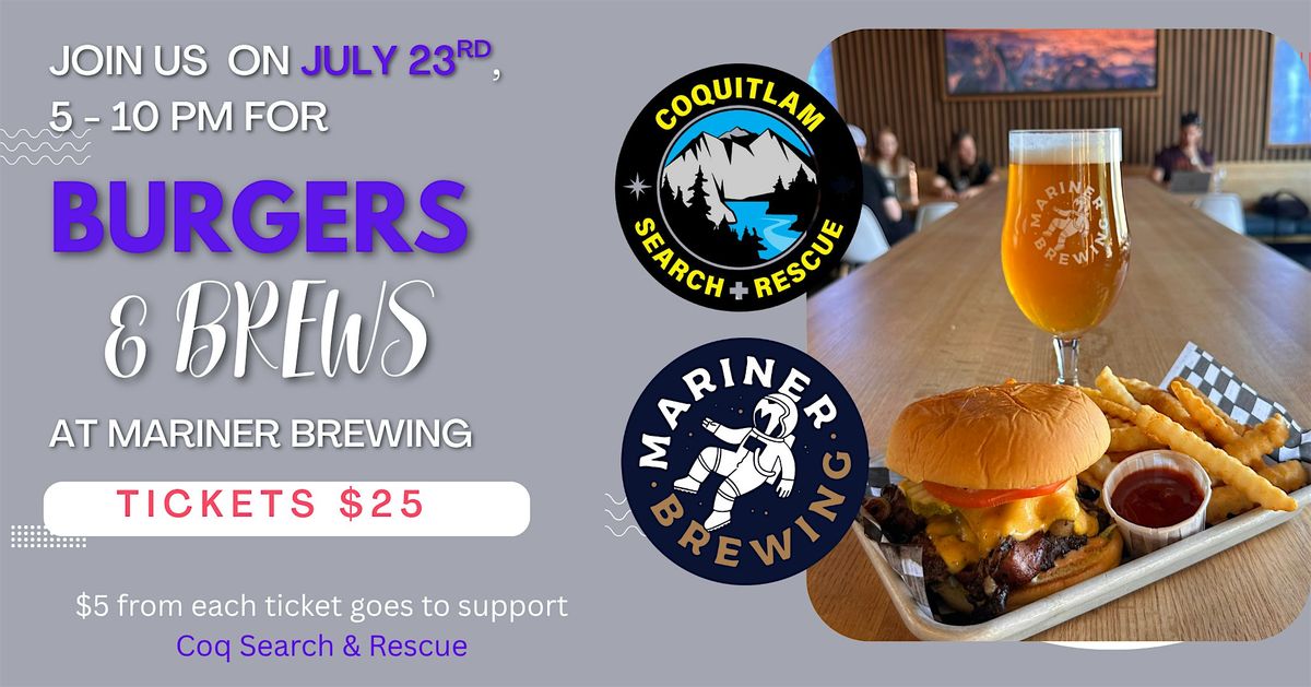 Burgers and Brews for Coquitlam Search and Rescue, 23 July | Event in Coquitlam | AllEvents