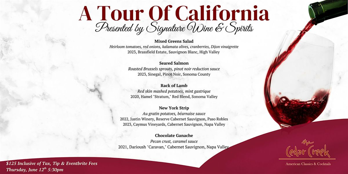 A Tour of California Wine Dinner, 12 June | Event in Brea | AllEvents