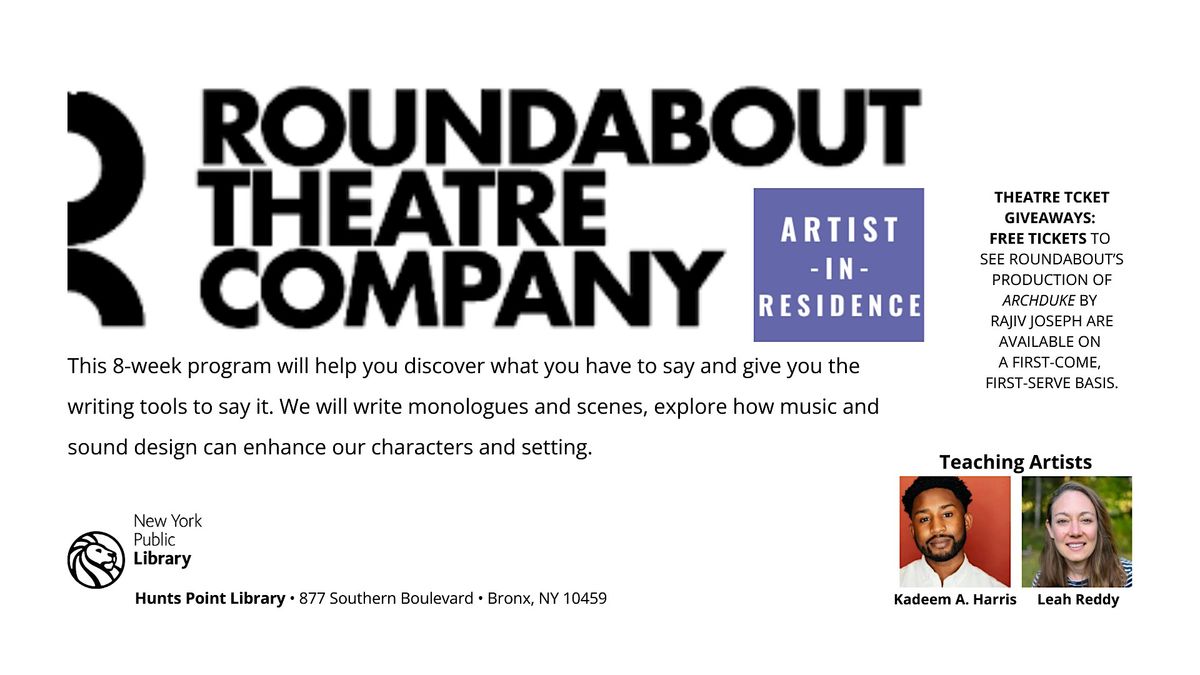 “Finding Your Artistic Identity” with Roundabout Theatre, 23 October | Event in Bronx | AllEvents
