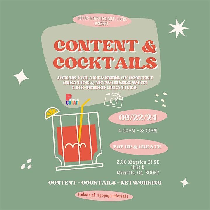 Content and Cocktails at Pop Up and Create w/ Gurl 2 Girl, 3 August | Event in Marietta | AllEvents