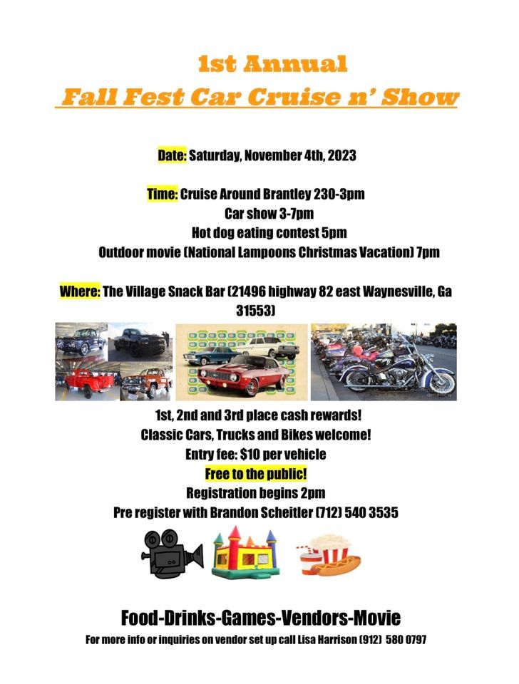 Fall fest & Car Show! , The Village Snack Bar, Waynesville, November 4