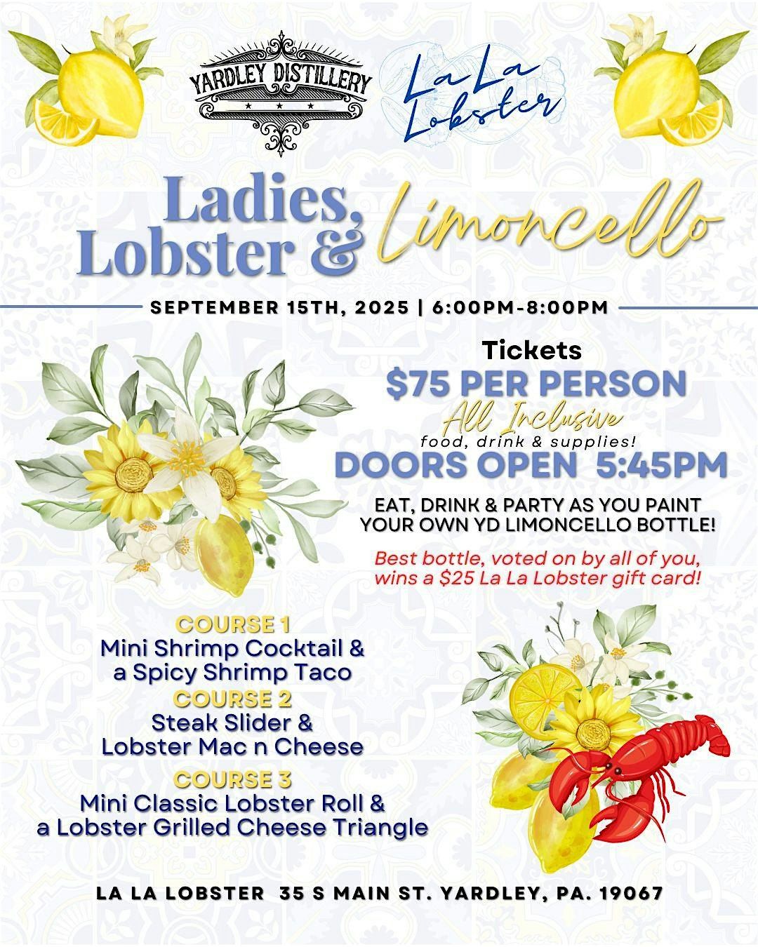 Ladies, Lobster & Limoncello, 15 September | Event in Yardley | AllEvents