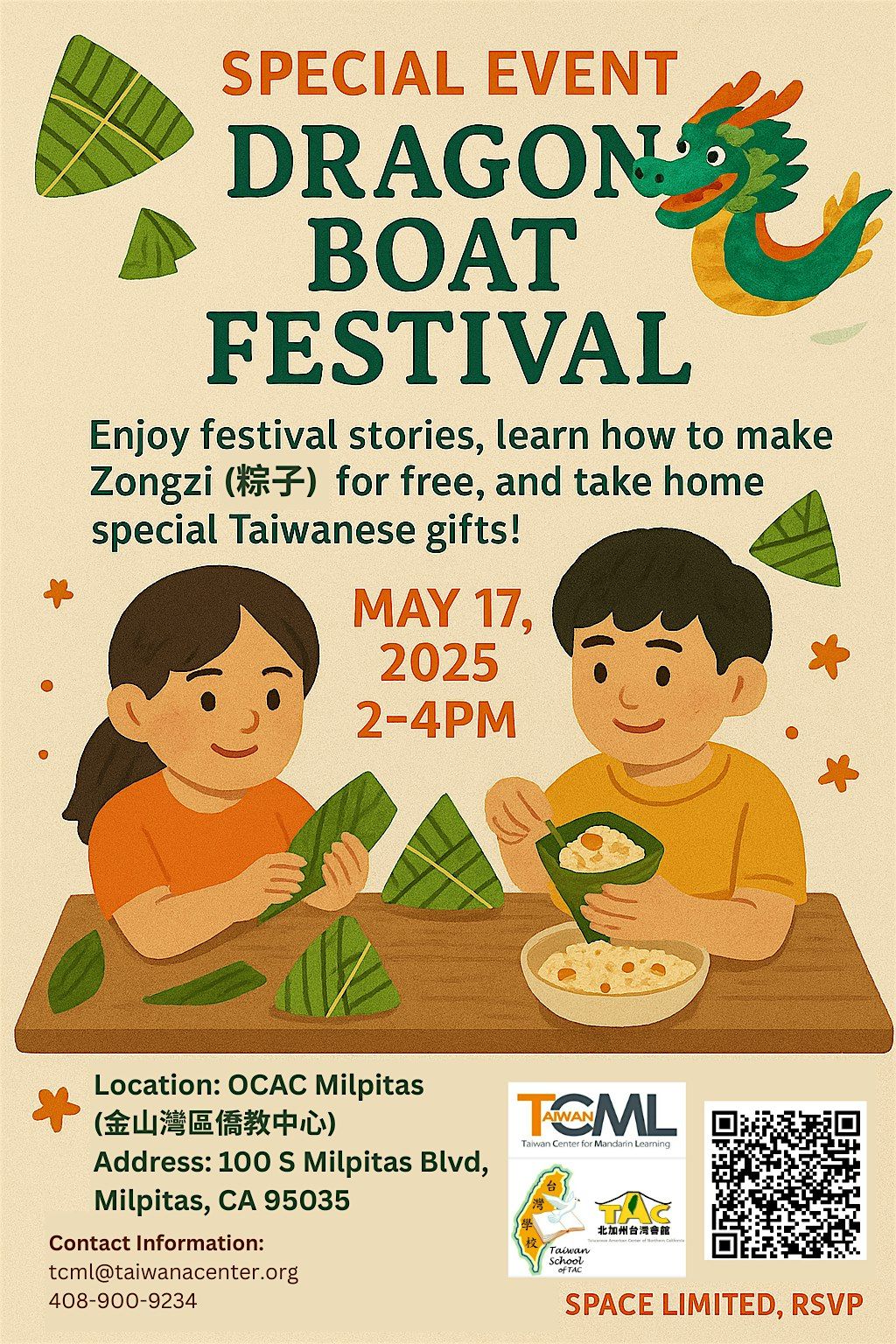 [TAC TCML] Dragon boat festival Special Event, 17 May | Event in Milpitas | AllEvents