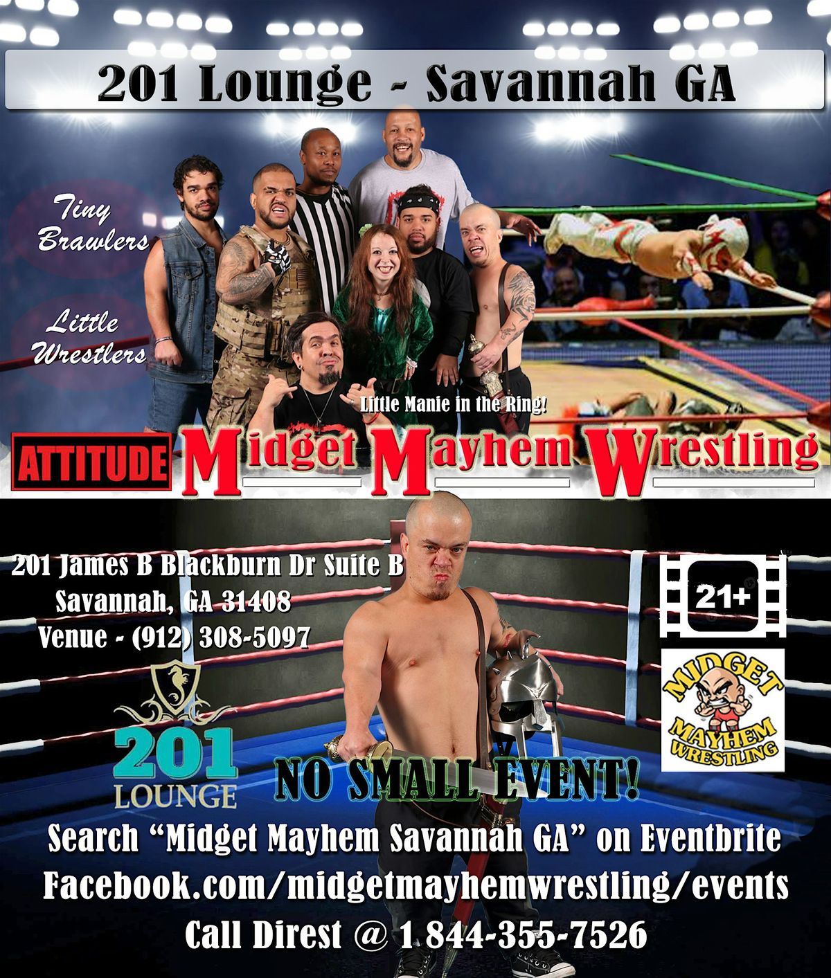 Midget Mayhem Wrestling with Attitude Goes Wild! Savannah GA (21+), 3 December | Event in Savannah | AllEvents