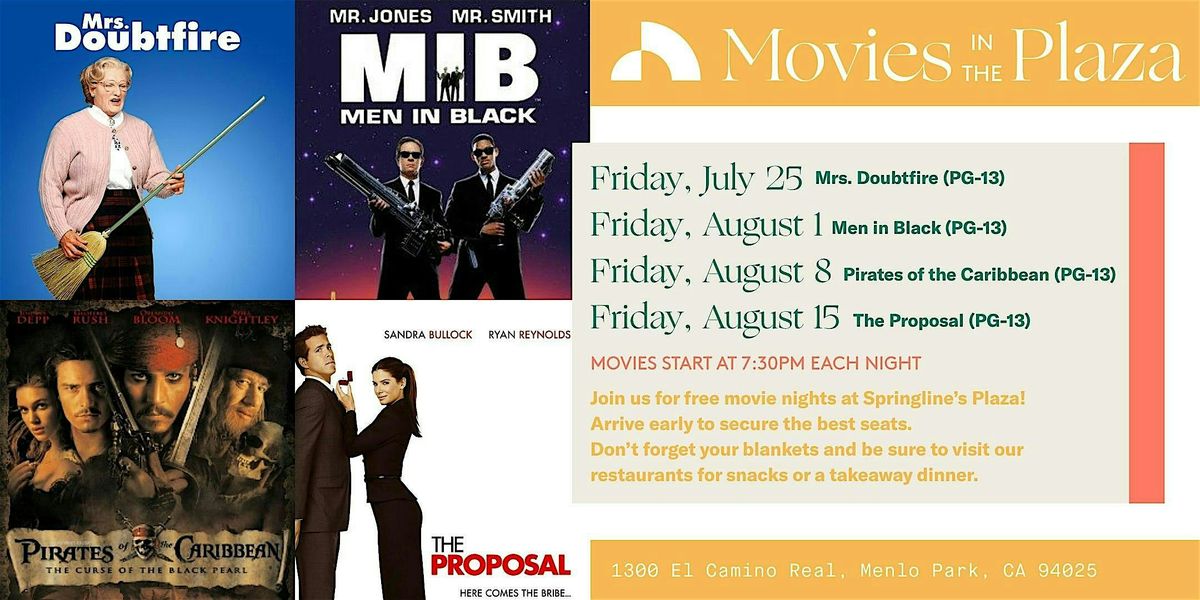 Springline's Free Summer Movies in The Plaza, 25 July | Event in Menlo Park | AllEvents