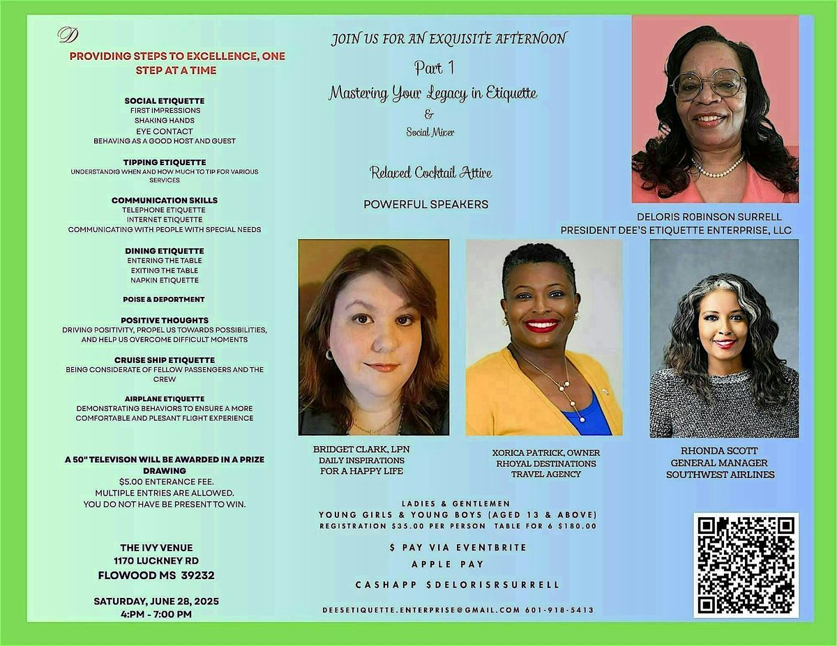 Mastering Your Legacy In Etiquette Part 1, 28 June | Event in Flowood | AllEvents