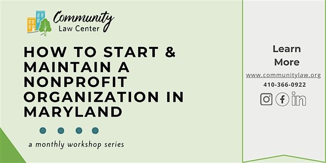 How to Start & Maintain a Nonprofit Organization in Maryland, 20 October | Event in Baltimore | AllEvents