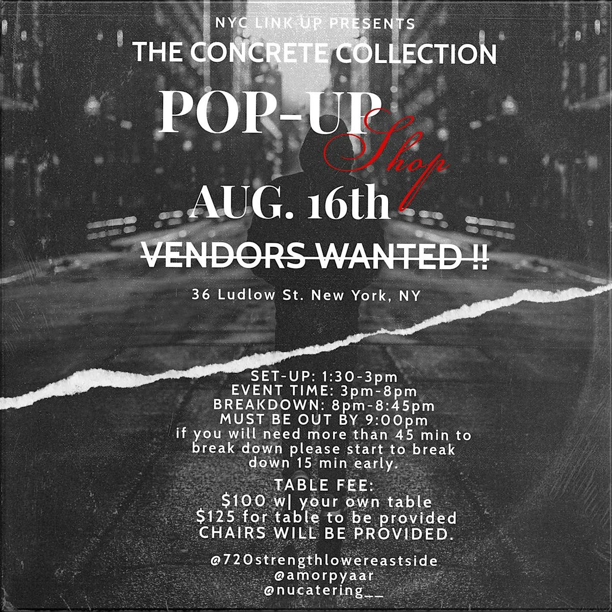 The Concrete Collection Pop Up Shop: VENDORS NEEDED, 16 August | Event in New York | AllEvents
