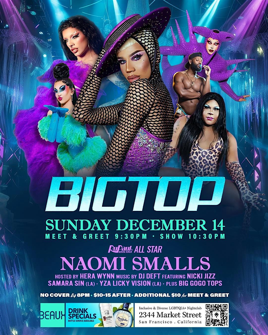 Naomi Smalls Big Top Sundays at Beaux Dec 14th, 14 December | Event in San Francisco | AllEvents
