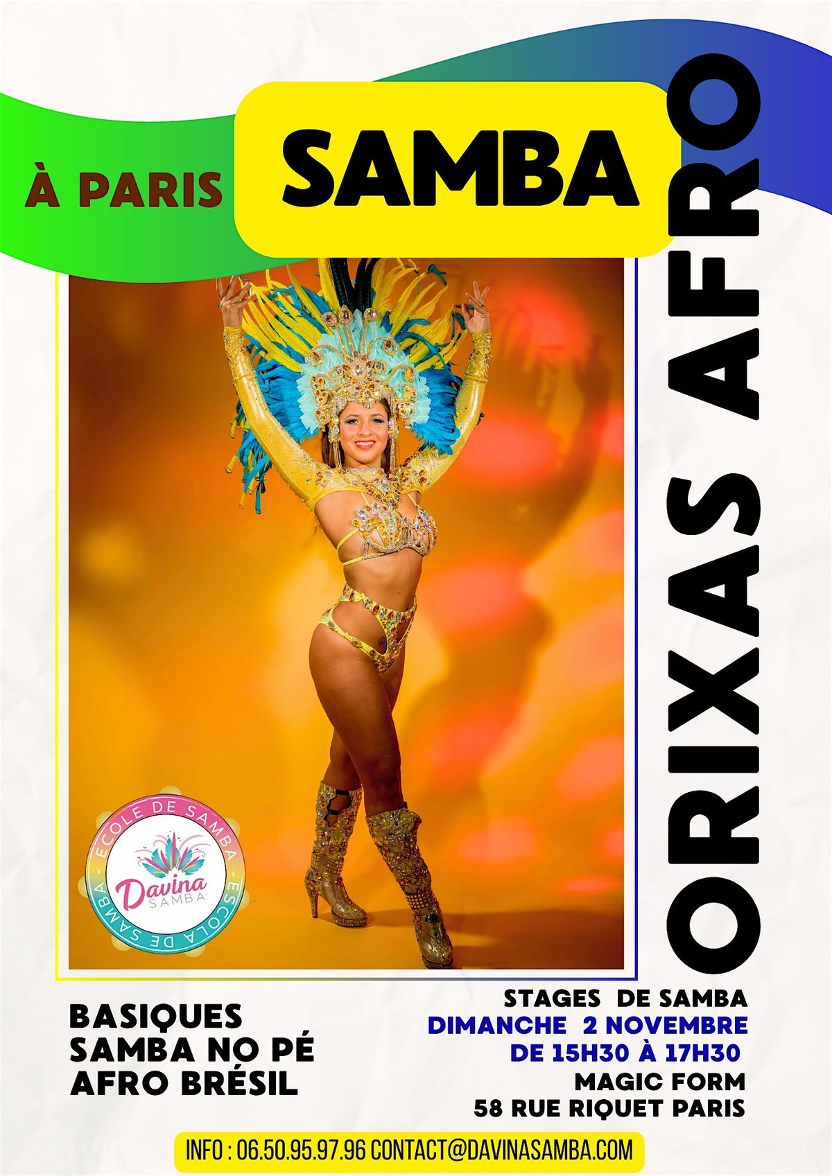 Stage d'initiation à la Samba à Paris Orixas et Afro Brésil avec Julie, 2 November | Event in Paris | AllEvents