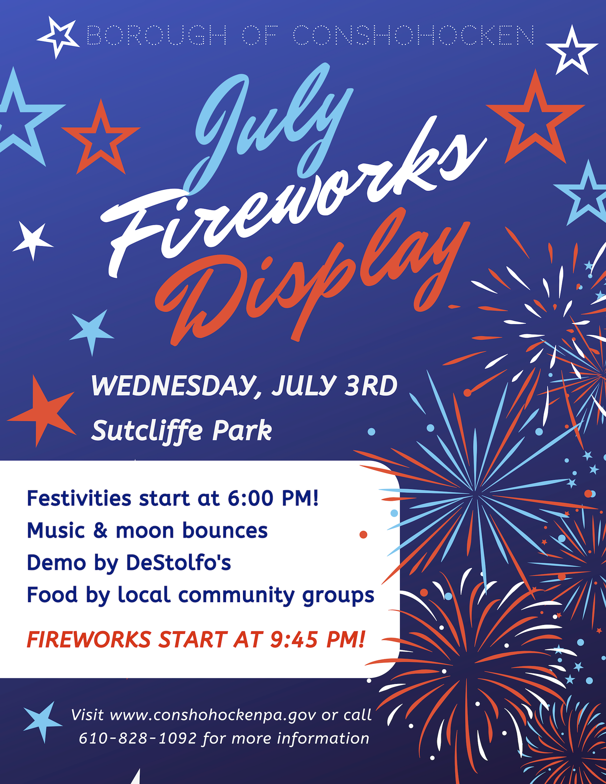 Conshohocken 4th of July Fireworks - Sutcliffe Park, Sutcliffe Park ...