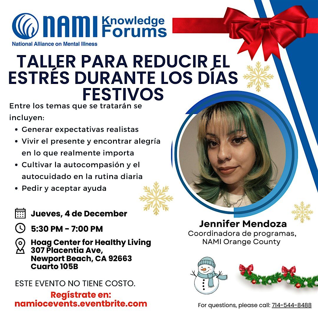 Taller Para Reducir EL Estrés Durante Los Días Festivos, 4 December | Event in Newport Beach | AllEvents