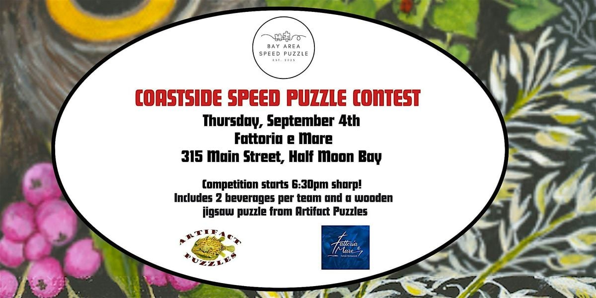 Coast Side Speed Puzzle Contest, 4 September | Event in Half Moon Bay | AllEvents
