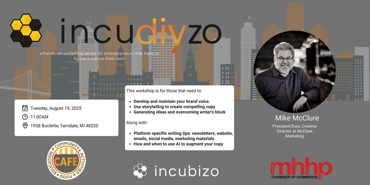 Incudiyzo: A hands-on workshop series from C.A.F.E. panel series, 19 August | Event in Ferndale | AllEvents