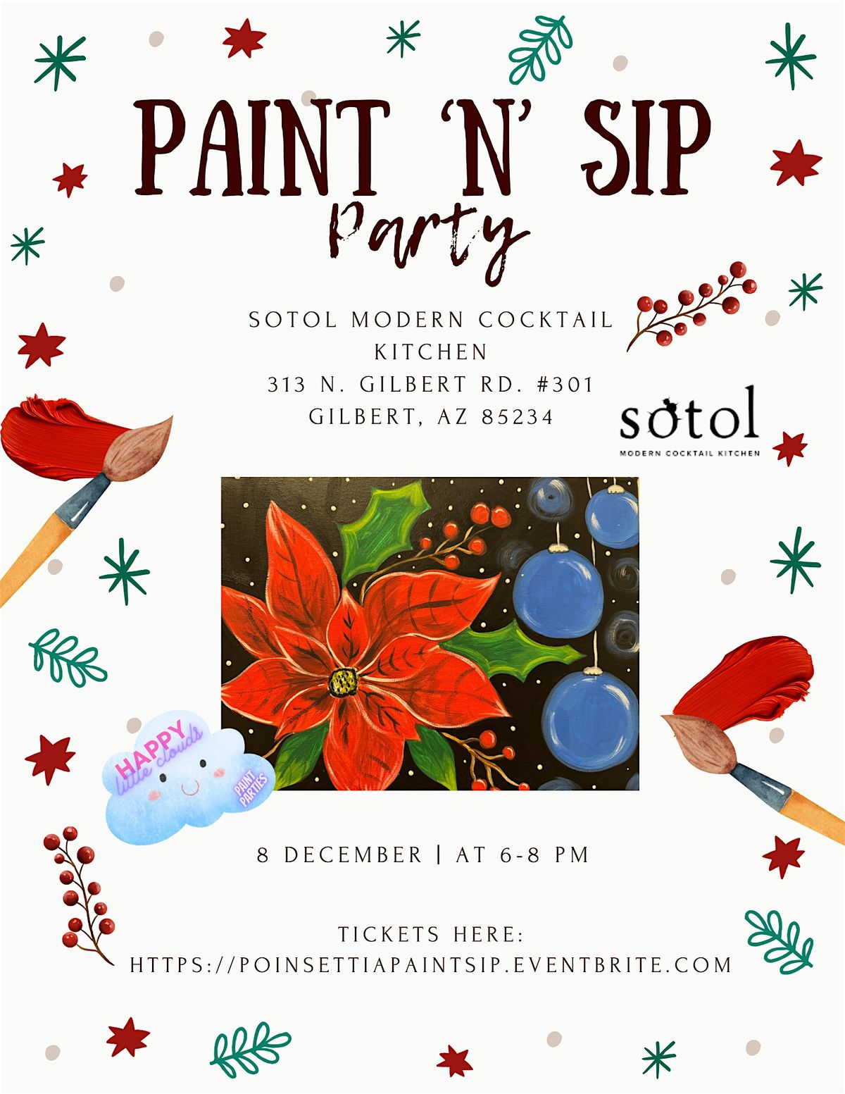 Paint and Sip Poinsettia at Sotol Modern Cocktail Kitchen, 8 December | Event in Gilbert | AllEvents