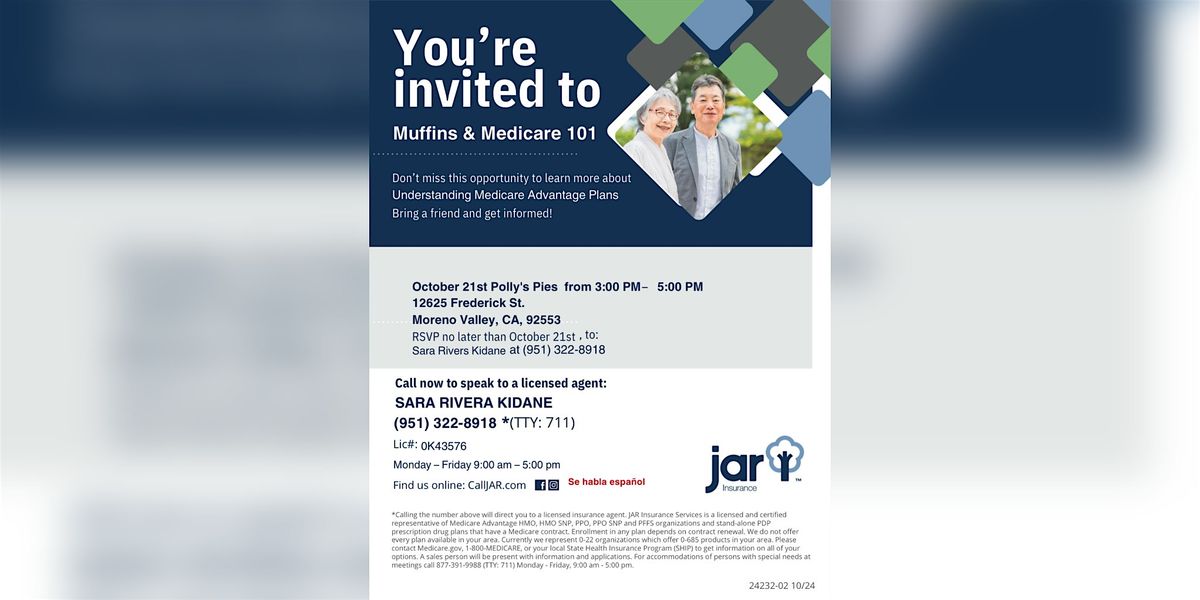 Muffins & Medicare 101 with Sara, 21 October | Event in Moreno Valley | AllEvents