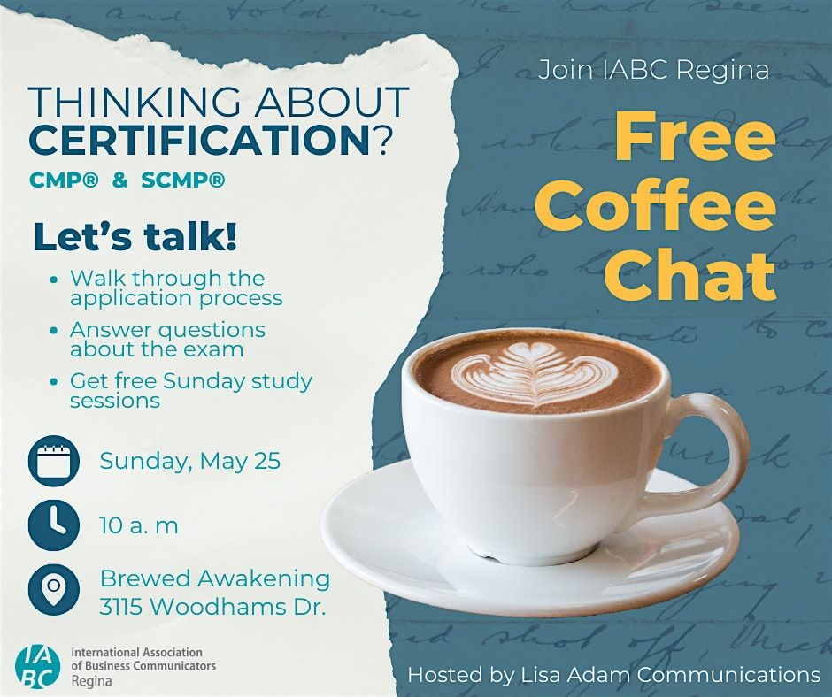 Coffee, Conversation and Certification, 25 May | Event in Regina | AllEvents