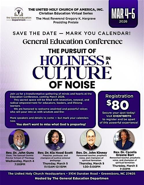 The Pursuit of Holiness in a Culture of Noise, 4 March | Event in Greensboro | AllEvents