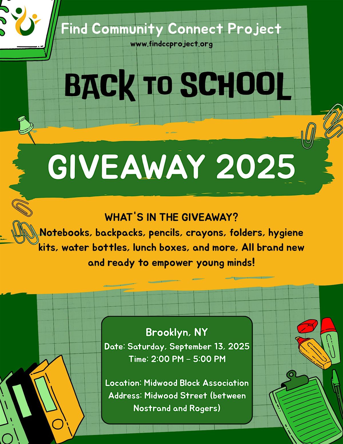 Back to School Drive, 13 September | Event in Brooklyn | AllEvents