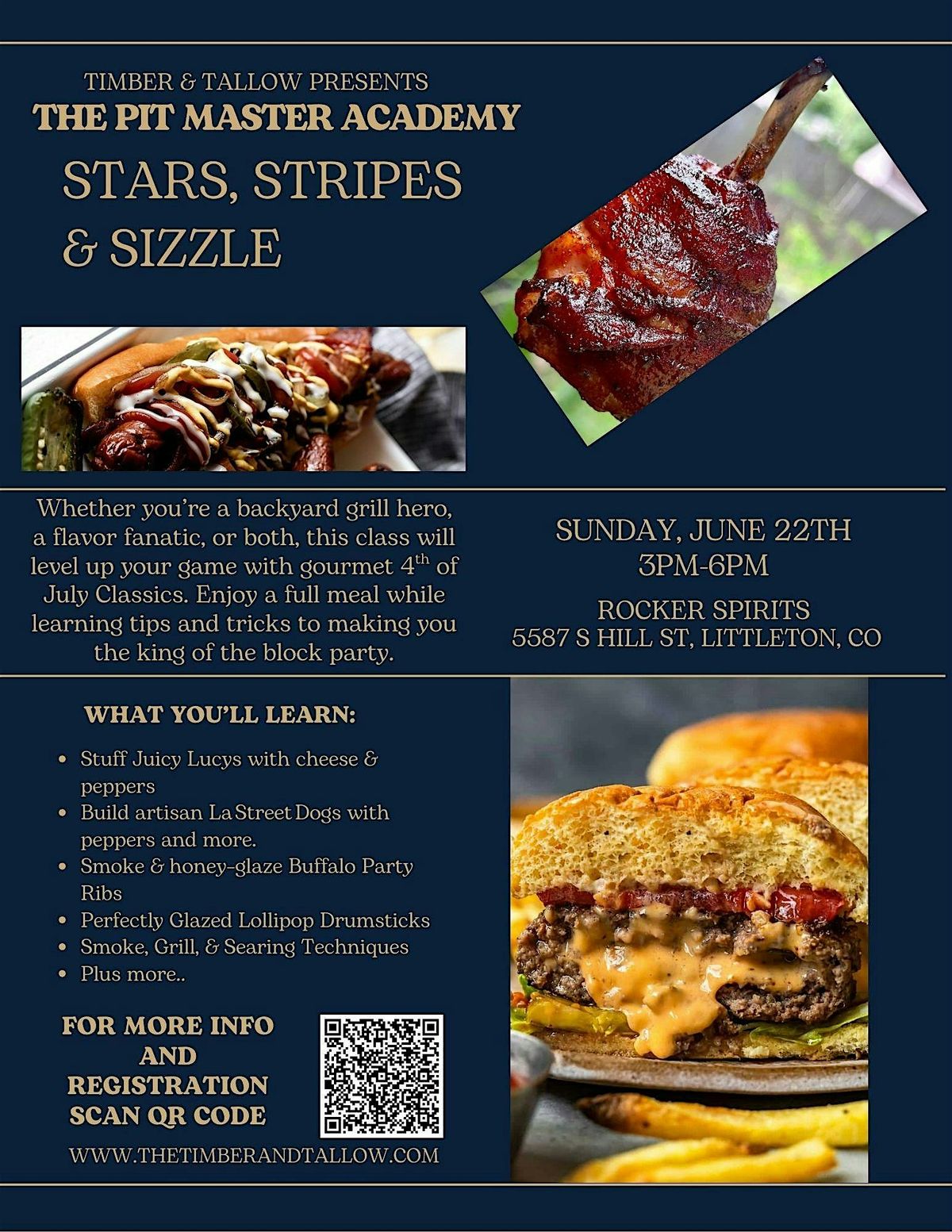Timber & Tallow Presents The Pit Master Academy: Stars, Strips, & Sizzle, 22 June | Event in Littleton