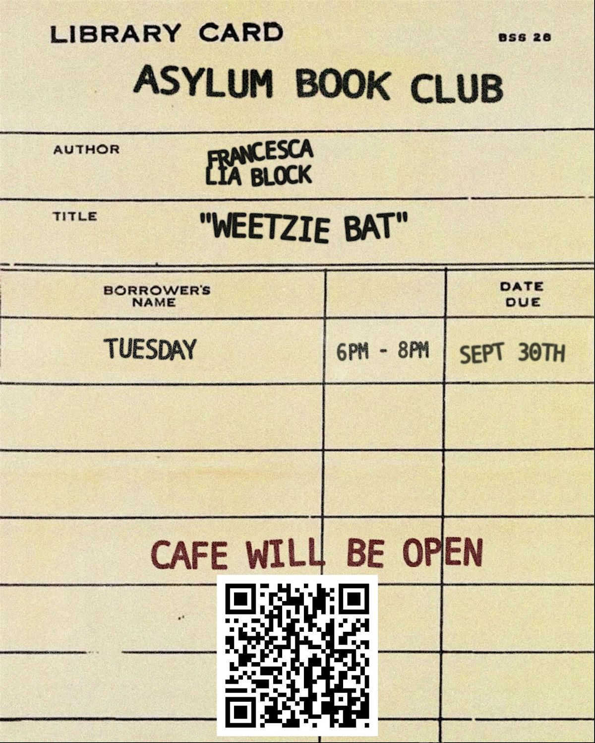 ASYLUM BOOK CLUB, 30 September | Event in Seattle | AllEvents